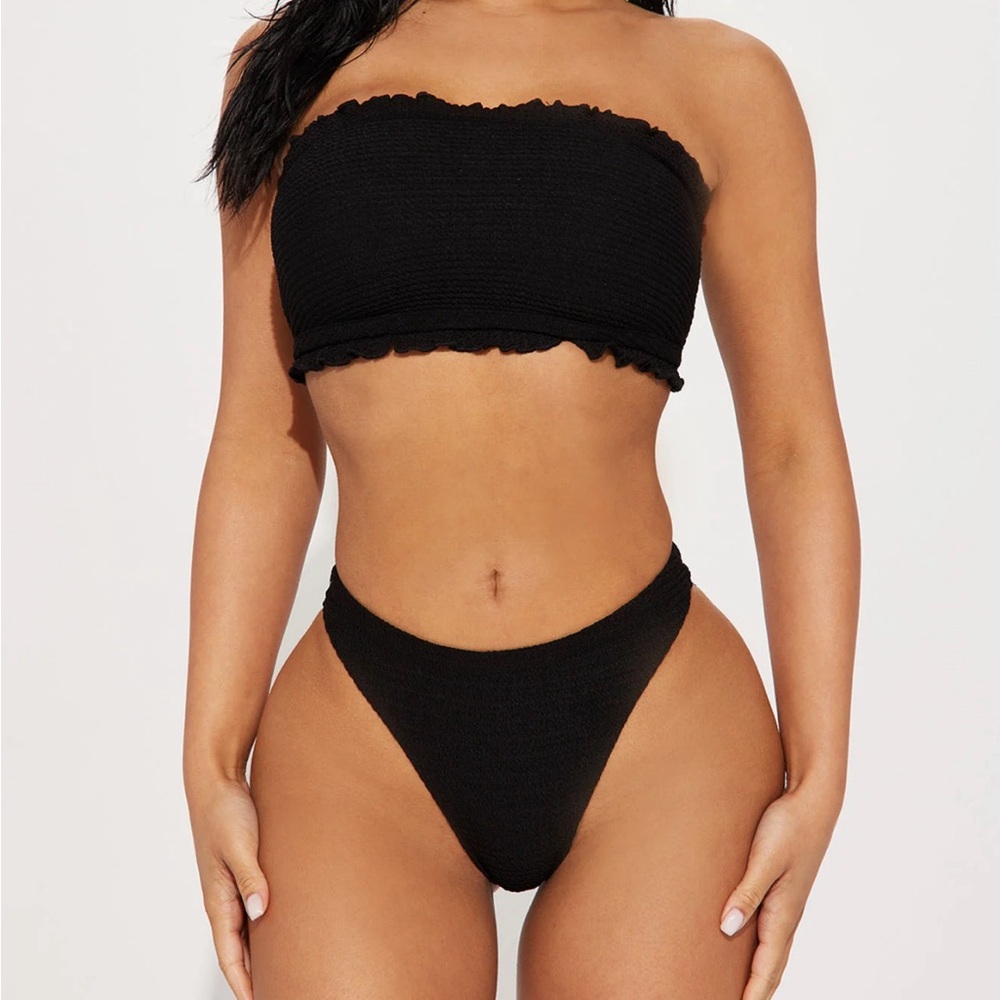 FashionNova easy-going summer texture bandeau 2 piece bikini